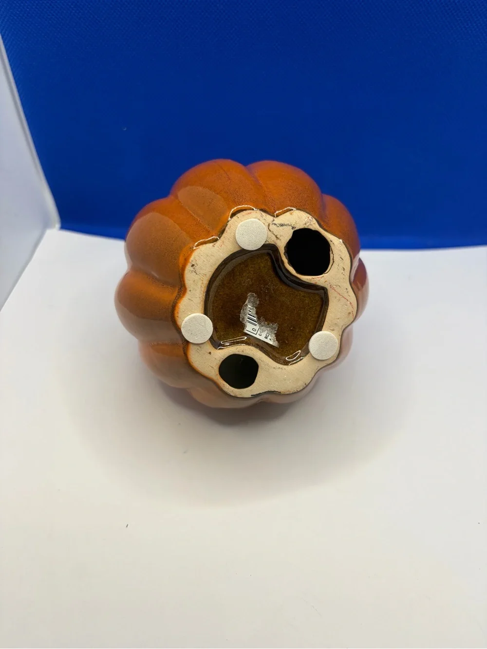 Glazed Ceramic Orange Pumpkin Fall Autumn Harvest Decor
